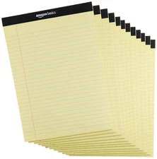 Amazon Basics 50 Sheet Wide Ruled Lined Writing Note Pad, 8.5" X 11.75", 12-Pack