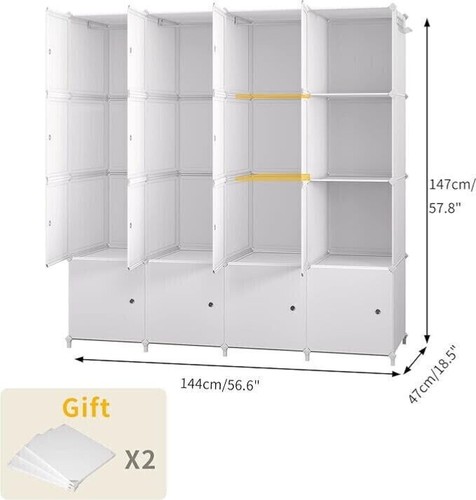 Wardrobe Portable Space Saving Modular Plastic Cupboard with Doors - Picture 4 of 7