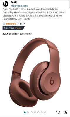 Beats Studio Pro Noise Cancelling Headphones, USB-C, Apple & Android   Earth