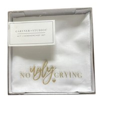 Gartner Studios No Ugly Crying Hanky Set 4ct White Gold Wedding Favors NEW