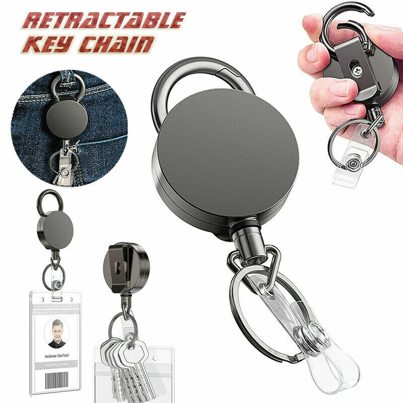 Wire Rope Camping Telescopic Burglar Key Holder Tactical Keychain Outdoor Key  Ring Return Retractable Key Chain Cable Luxury