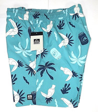 REEF Men's L/G Tropical 18" Lightweight Teal Volley Shorts Swim Trunks, New