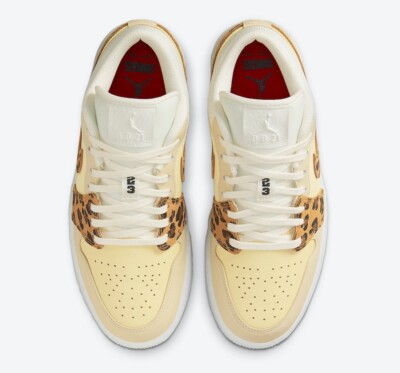 Nike Jordan1 Low SNKRS Day 2021 Shoes Lemon Drop and Leopard SNKRS, Size US 11