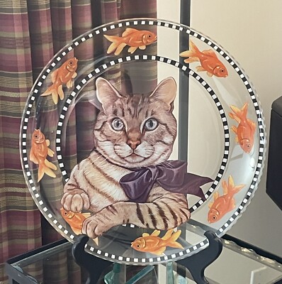 Joanne West Through The Looking Glass Cat Serving Plate Platter 13''