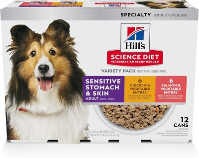 Hill's Science Diet Sensitive Stomach & Skin, Chicken & Veg Salmon & Veg 12 Cans