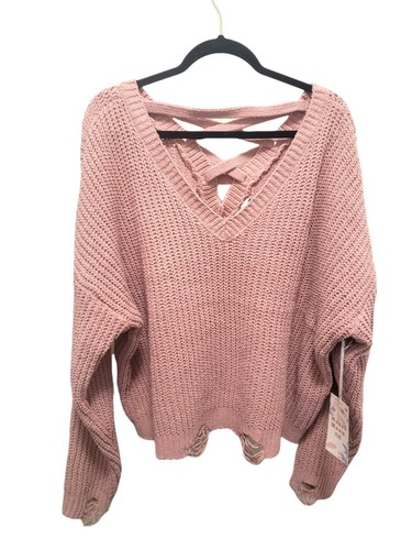 Hazel Moon Plus Pink Knit Frayed 