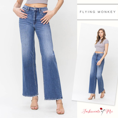 Flying Monkey Regard 90's Vintage High Rise Zipper Fly Loose Wide Leg Jeans