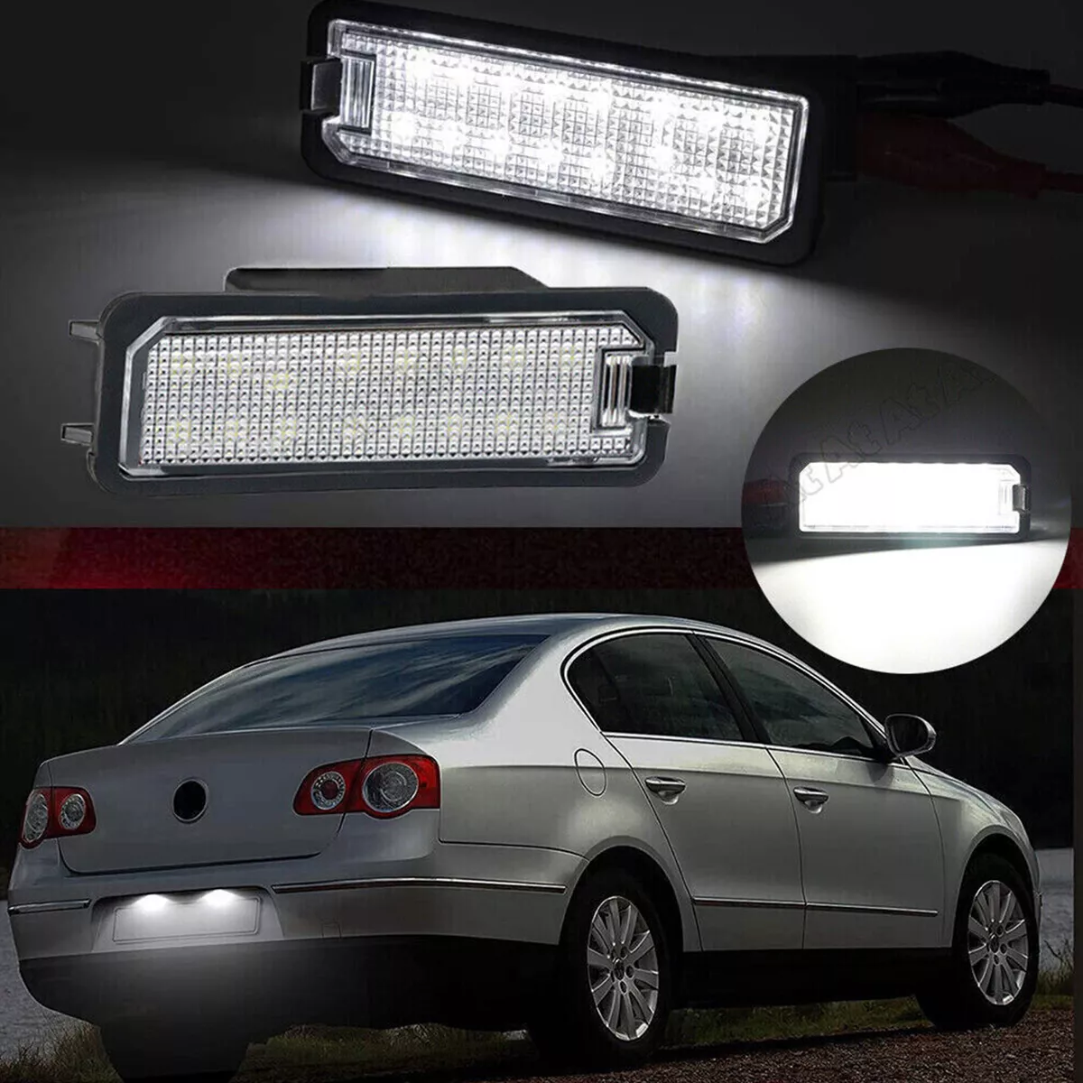 2pcs White LED License Plate Light Car Number Lamp Brazil