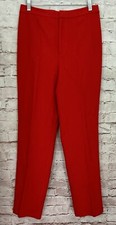 Linda Allard Ellen Tracy Womens Pant 100 Wool Flame Red High Waist Vtg Size 10