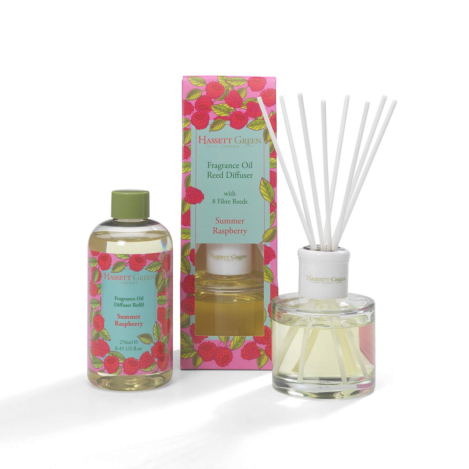 Hassett Green Summer Raspberry - Reed Diffuser and Refill Combination Set