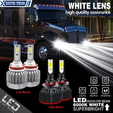White LED Headlight Kit For Kenworth T680 T880 2013-2019 High Beam Low Beam Bulb