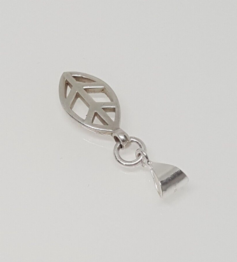 Gorgeous Solid Openwork Leaf Pendant 925 solid si… - image 13