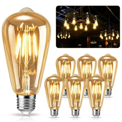 6er-set E27 LED Edison Vintage Retro Lampe Glühlampe Filament Glühbirne Birne 4W