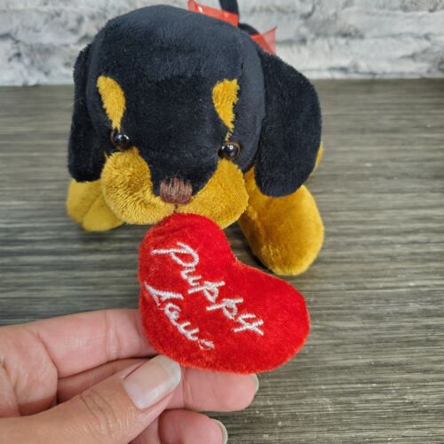 Toy Network Baby Rottweiler PUPPY LOVE Plush 7" Stuffed Animal W/ Red Heart