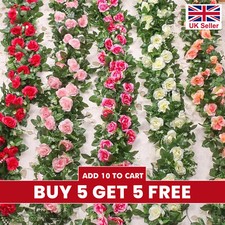 Artificial Flowers Floral Fake Hanging Rose Garland Leaf Home Office Decorations