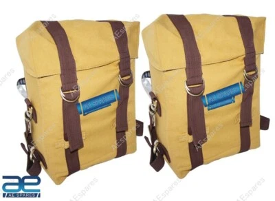 Paires Sacs Latéraux Jaunes Pannier Militaire Royal Enfield 350cc 500cc AEs - Photo 1/4