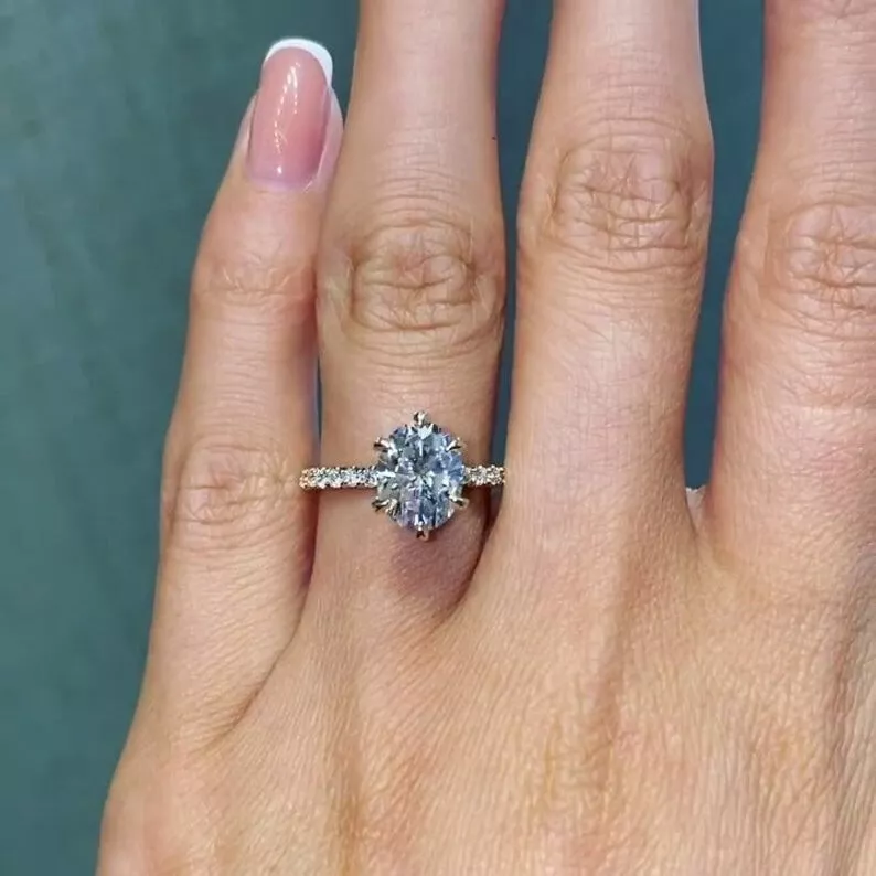 6 prong sale oval diamond ring