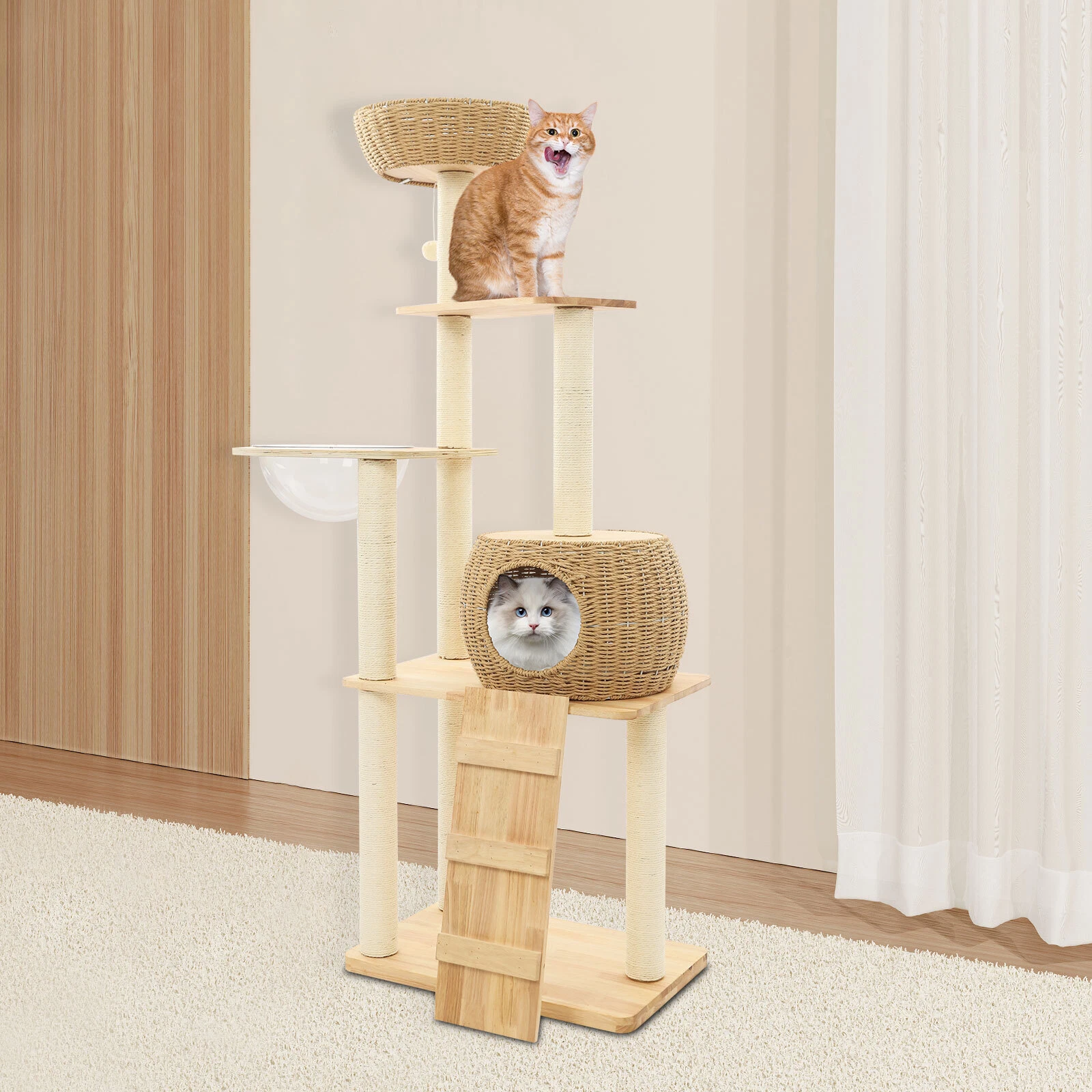 Modern Cat Tree Cat Climbing Frame for Indoor Cats Tall Cat Tree with Cat Nest