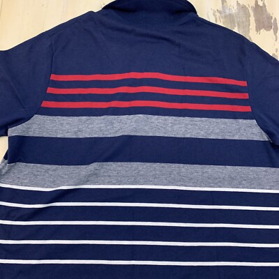 MUNSINGWEAR - Vtg 1980s Penguin Navy Blue & Red Striped S/S