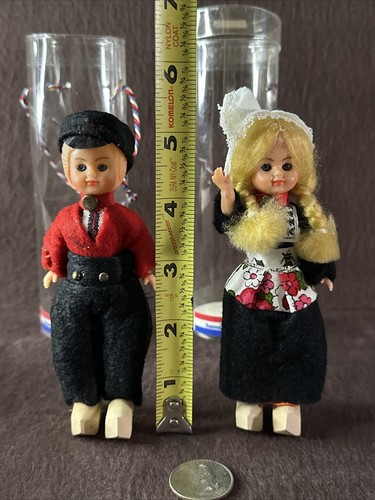 Juego De 2 Muñecas Volendam Vestido Tradicional Holandés Holandés Ojos Dormitorios De Colección - Imagen 2 de 7