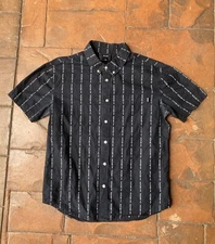 HUF FUK IT Button Up Shirt Men’s Small Black Skate Surf Grunge Streetwear
