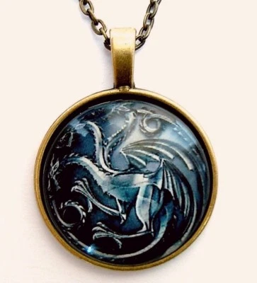 Medaillon Vintage Fantasy + chaine bronze - Dragon /Medallion + chain necklace