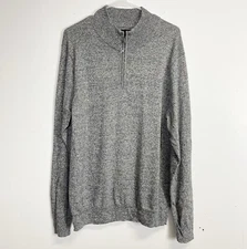 14th & Union Sweater Mens Large Gray Pullover Quarter Zip Cashmere Blend NWOT