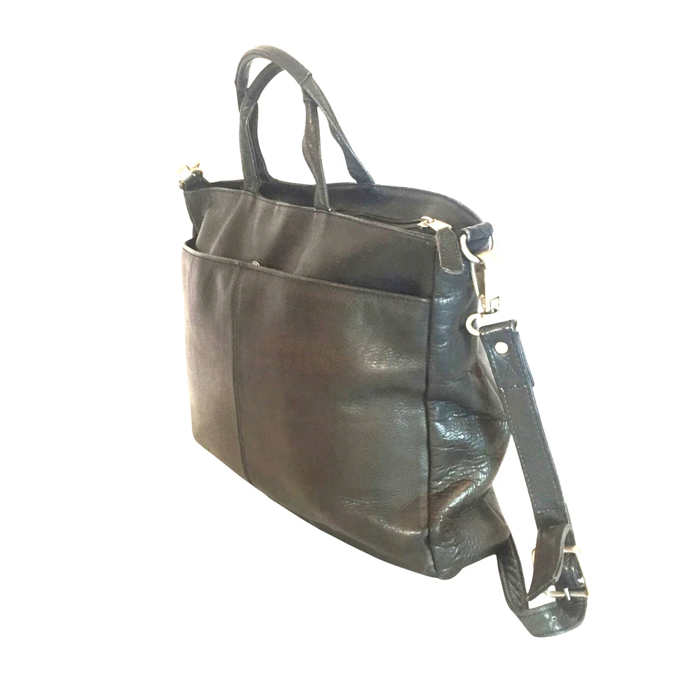 Latico черная кожаная женская сумка-мессенджер наплечный ремень верхние ручки на молнии 16X10 - Изображение 2 из 4