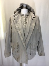 Women's Beige, Mid Length Zip Up Autumn Jacket With Matching Body Warmer. Uk 18.