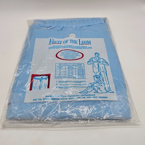 Vintage Fruit Of The Loom Pyjama Set Shirt & Hose (Größe C) Blau 50%/50% Neu aus altem Lagerbestand - Bild 5 von 8