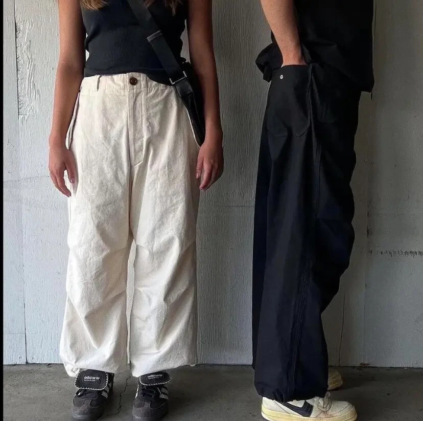 New W/O Tags K-Two Studio Los Angeles Parachute Overpants Ivory Cotton Large