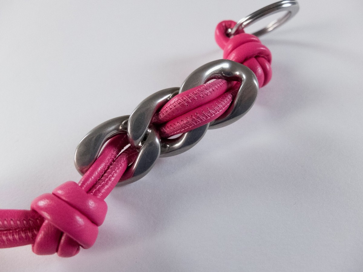 NO CUSTOMS TAX) BOTTEGA VENETA pink & silver nappa leather knotted