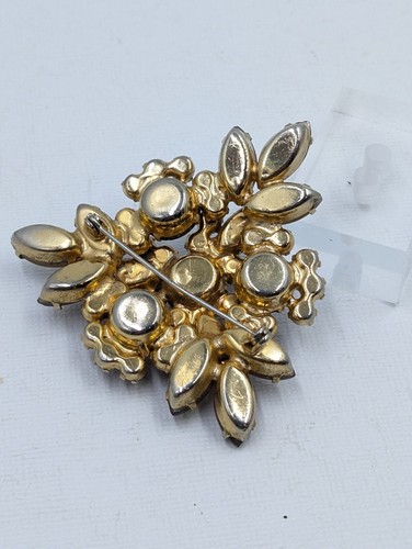 Large 1960s JULIANA Satin Amber Glass & Rhinestone Brooch Statement Pin U215 - Picture 6 of 9