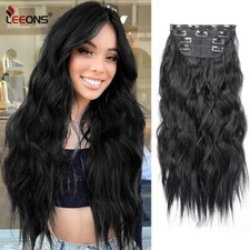 200G/Set Thick Hairpieces Long Wavy Clip In Hair Extensions For Women Dark Brown