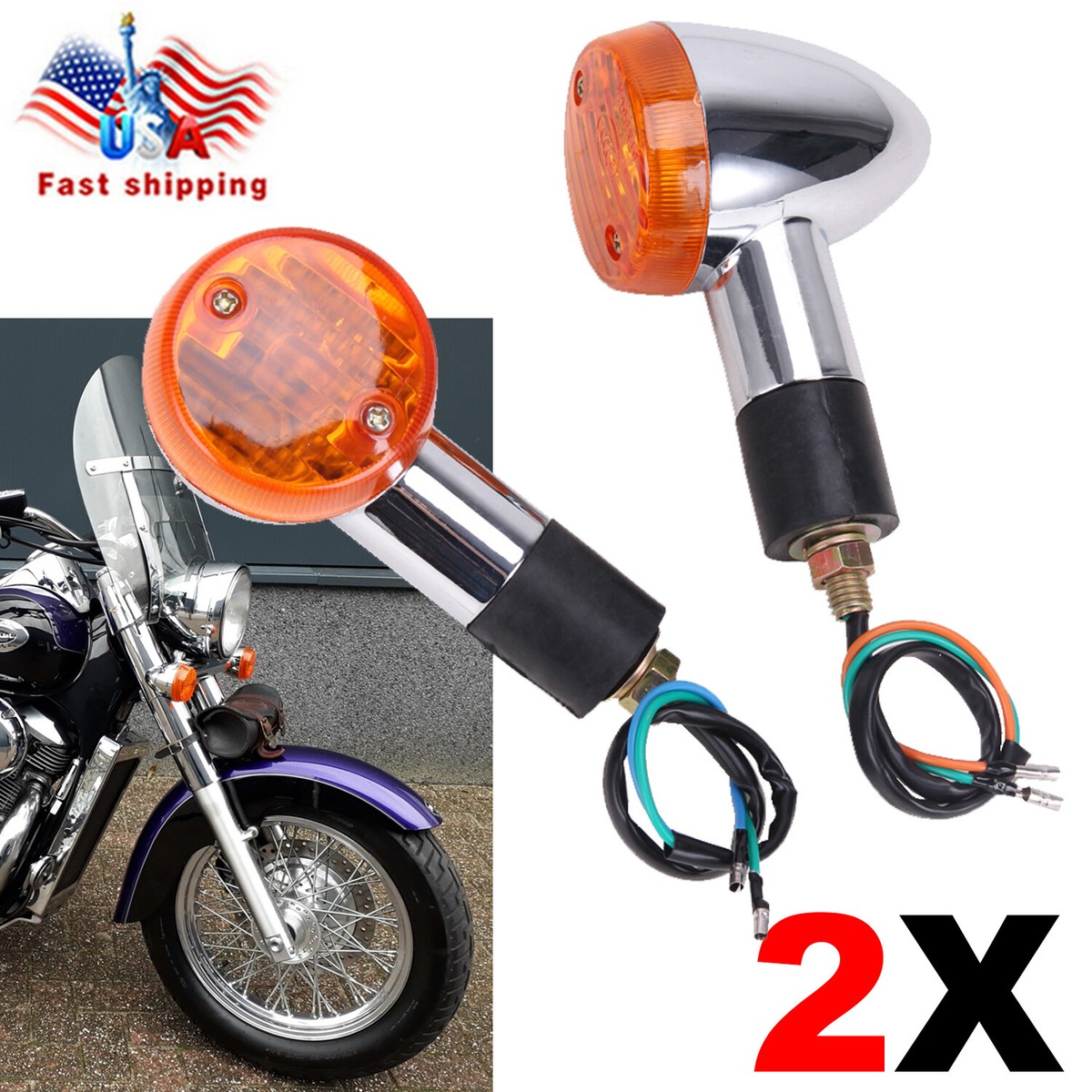 Honda Shadow Sabre Ace VT VF 700 750 1100 2x Bullet Turn Signal