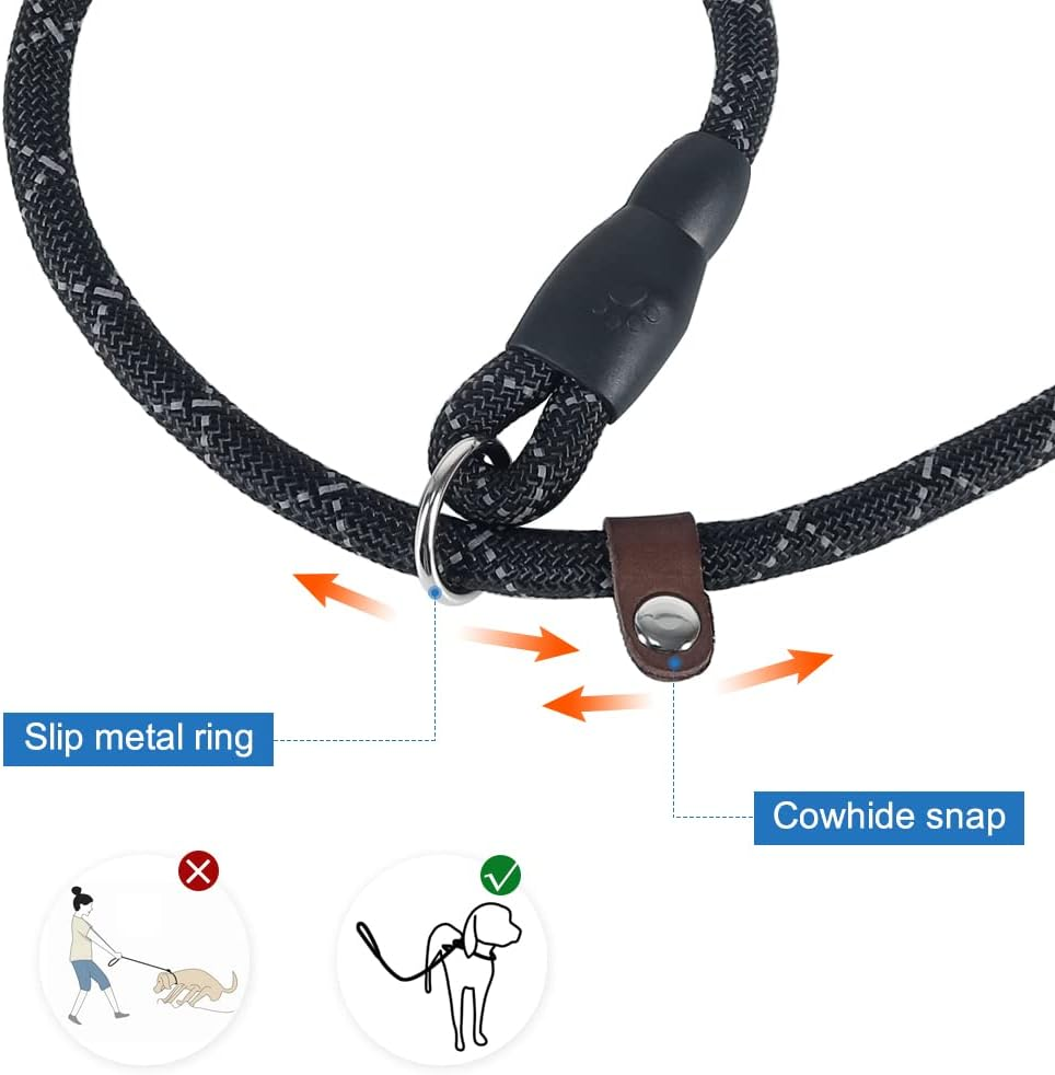 Figure of 8 Dog Lead, 1.5M Reflective Nylon Rope Dog Lead Choker Leash