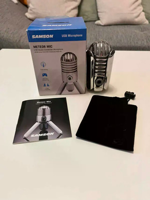 Samson Meteor Mic   USB Studio / Podcast Mikrofon   Silber   mit OVP & Tasche
