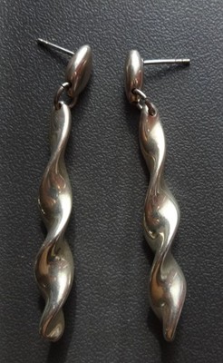 Bold Sterling Silver 925 Long Icicle Dangle Drop Stud Earrings Mark SX Thiland
