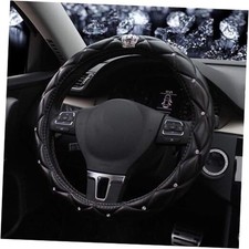 Housse de volant neuve diamant + cuir, strass cristal Bling couronne noire