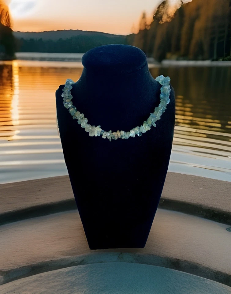 COLLAR GARGANTILLA DE PEPITAS AGUAMARINA - Imagen 3 de 4