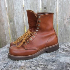 Vintage Red Wing Heritage 214 Boots Size 7A Brown Leather 8" Moc Toe USA Made