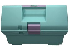 Vintage 90s Rubbermaid Craft Storage Toolbox Sewing Tote Turquoise Purple RARE