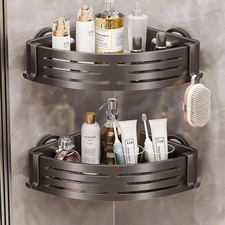 Corner Shower Caddy Suction Cup,2 Pack Shower Shelves with Hooks No Drilling ...