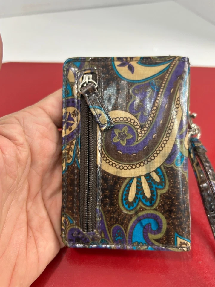 Vera Bradley Muñequera Cartera Mujer Cremallera Identificación Monedero Bolso sin asas Paisley Floral Foto 3 de 4