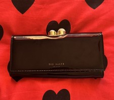 Ted Baker “Kattia” Black Patent Leather Crystal Bobble Matinee Purse/Wallet