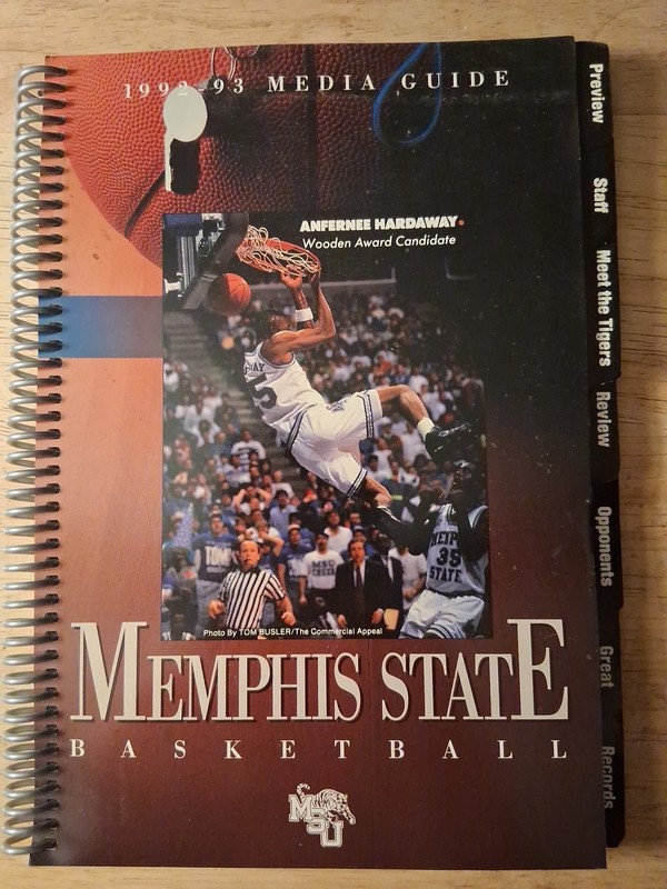 1992 - 93 Memphis State Tigers Basketball Media Guide - Penny Hardaway 