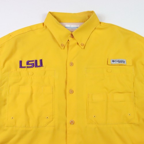 LSU Tigers Columbia PFG Omni-Sombra Hombres Camisa Abotonada Ventilada Pesca Talla M - Imagen 2 de 10