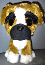 Ty Beanie Boo's Collection "Brutus" The Boxer Dog w/Glitter Eyes 8.5" Tall (NWT)