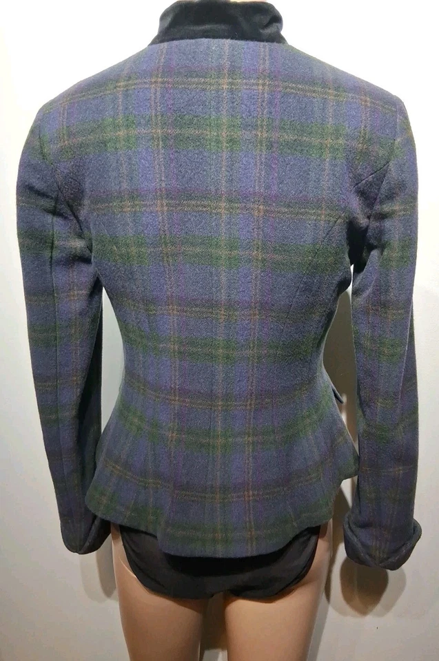 Blazer ecuestre de colección Lauren Ralph Lauren a cuadros mezcla de lana talla 2 P Foto 4 de 4
