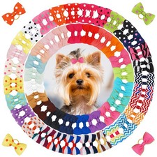 100pcs Dog Hair Bows Polka Dot Grooming Accessories with Rubber Bands 50prs